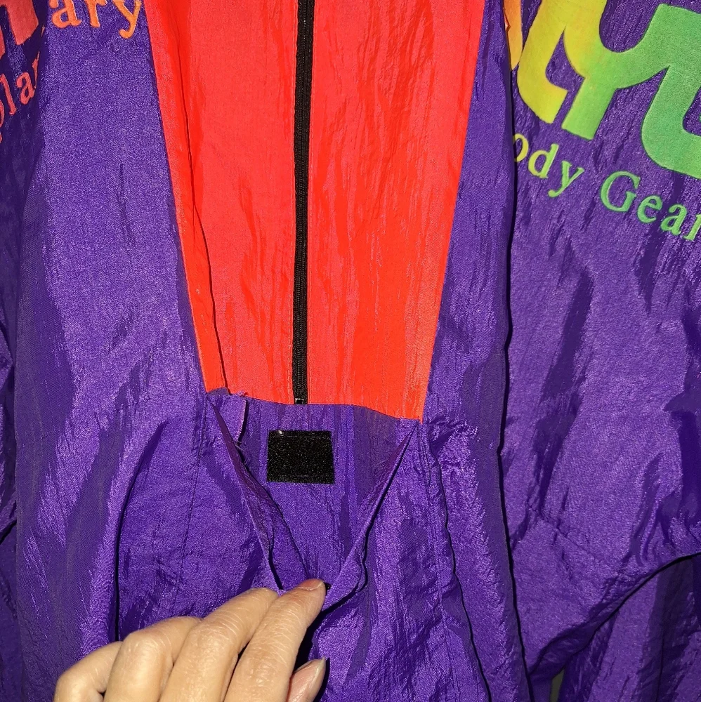 Vtg Surf Style Pull Over Windbreaker Jacket 1/2 Zip Neon Vibrant Colorblock 90s - Picture 7 of 14